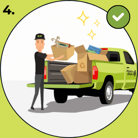 Mobile Skips franchise owner collecting customer rubbish